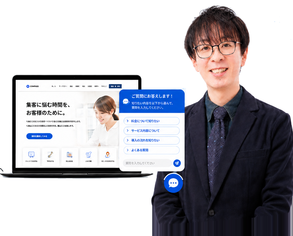 WordPressサイトの右下に表示されたサイトコンパスの画面例。月額料金0円・追加課金0円・買い切り10,000円。